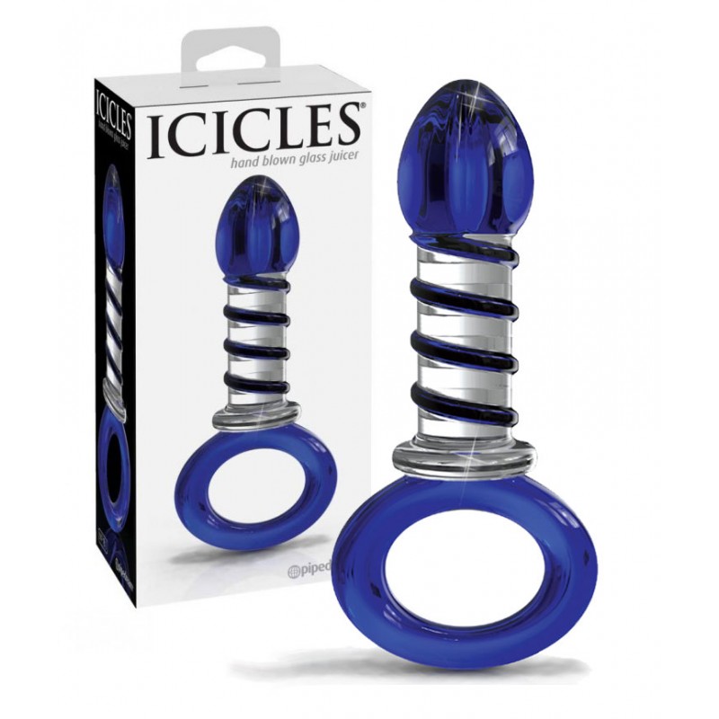 Pipedream Icicles 81 Glass Blue Spiral Butt Plug